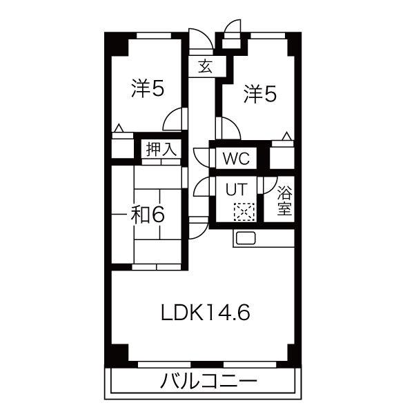 ニチゴマンション2(3LDK/5階)の間取り写真
