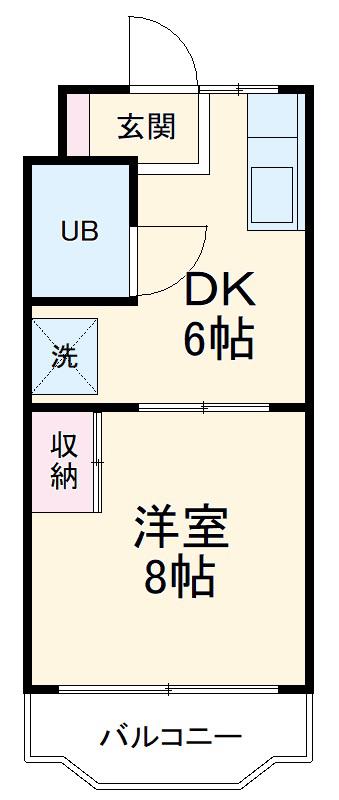 サームス(1DK/4階)の間取り写真
