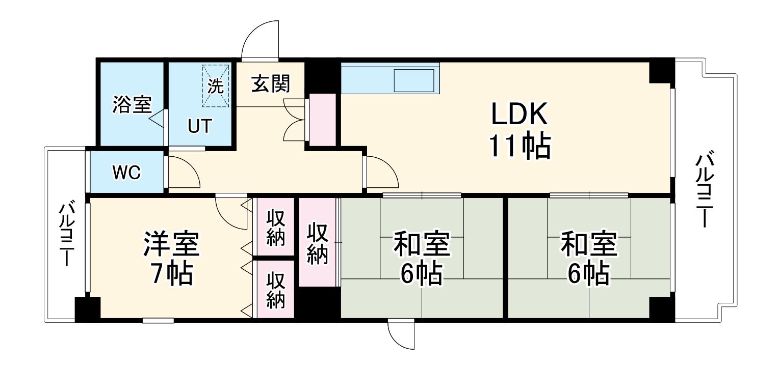 レシェンテ緑地(3LDK/5階)の間取り写真