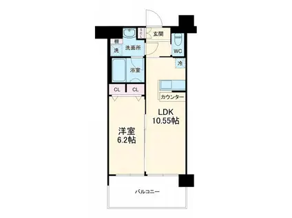 プレジオ豊中(1LDK/9階)の間取り写真