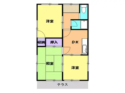 東海道本線 沼津駅 徒歩42分 1階建 築33年(3DK)の間取り写真