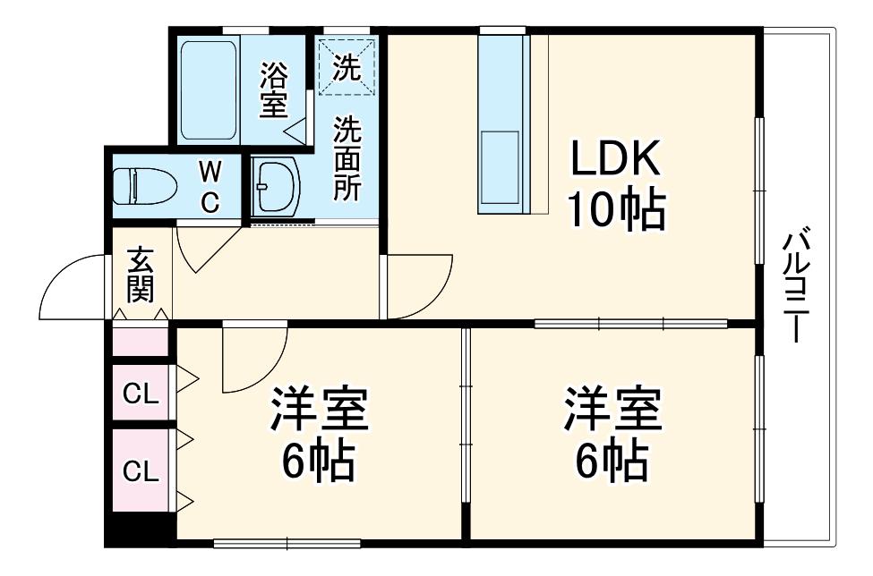 リバーサイドキヨミ(2LDK/2階)の間取り写真