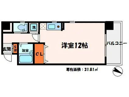 本町フラット(ワンルーム/1階)の間取り写真