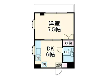 あけぼのSSビル(1DK/2階)の間取り写真