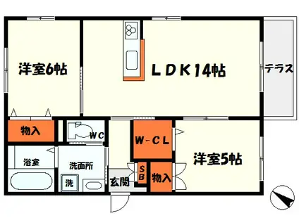 へーベルメゾングランシャリオ(2LDK/1階)の間取り写真