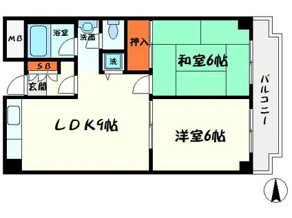 ツインコートヒラタ(2LDK/2階)の間取り写真
