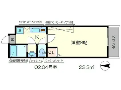 アークリード五条七本松(1K/1階)の間取り写真