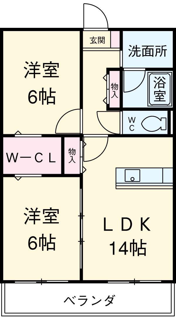 グランドール玉水(2LDK/3階)の間取り写真