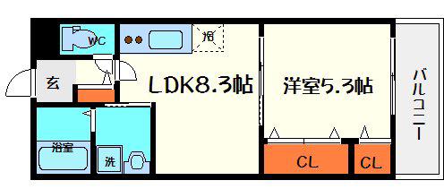 ル パラディ門真(1LDK/2階)の間取り写真