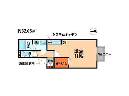 メゾンジュネス(ワンルーム/1階)の間取り写真