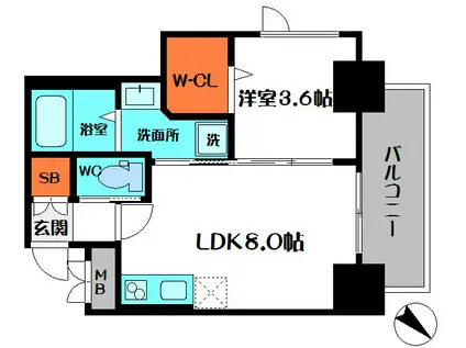 守口プライマリーワン(1LDK/10階)の間取り写真