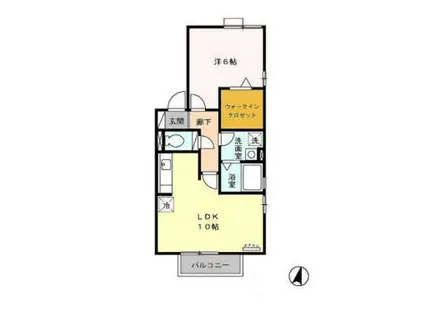 ジュネス・マキ(1LDK/2階)の間取り写真