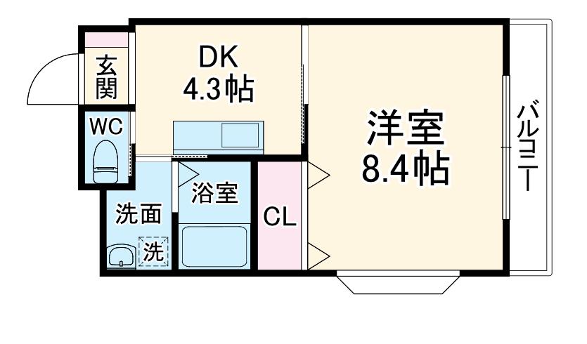 イズミ第二ビル(1DK/2階)の間取り写真