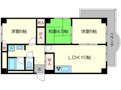 シャリマー西高瀬(3LDK/9階)の間取り写真