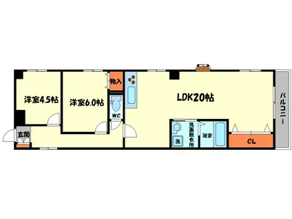 シャルム守口(2LDK/3階)の間取り写真