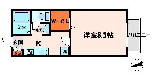 シャルム神木(1K/1階)の間取り写真