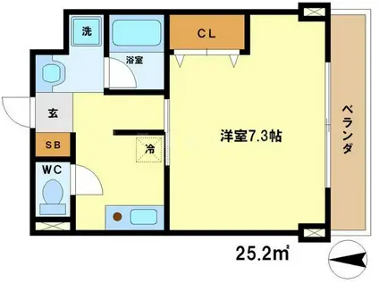 セレーノ大宮(1K/1階)の間取り写真