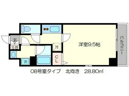 アスヴェル京都二条駅前Ⅱ(1K/3階)の間取り写真