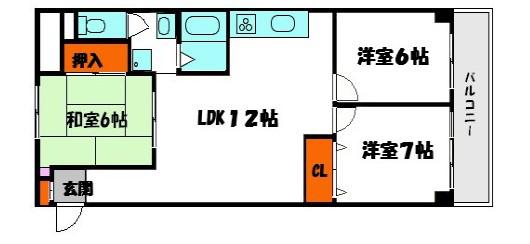 サウス0511(3LDK/3階)の間取り写真