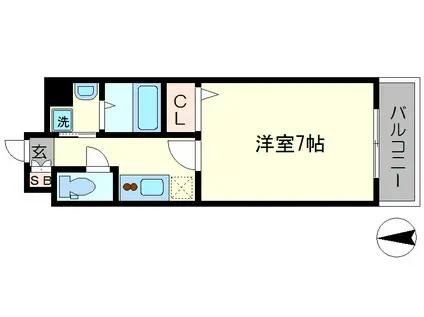 GREEN FOREST 丹波口(1K/4階)の間取り写真