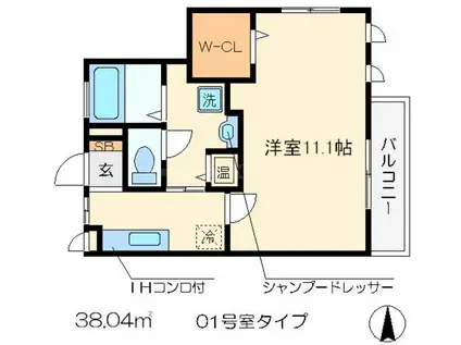 コンフォート冷泉(1K/1階)の間取り写真