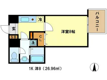 ベラジオ烏丸御池(1K/8階)の間取り写真