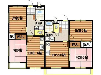 スラージュマン(2DK/1階)の間取り写真