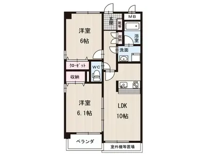 ラポール倉坂(2LDK/2階)の間取り写真