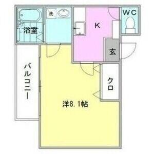 クレフラスト大同B棟(1K/1階)の間取り写真