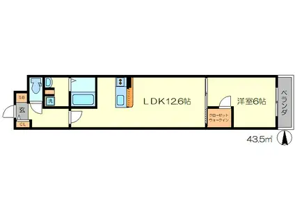 A-MON壬生高樋町(1LDK/1階)の間取り写真