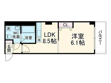 プリモフィオーレ室町(1LDK/4階)の間取り写真