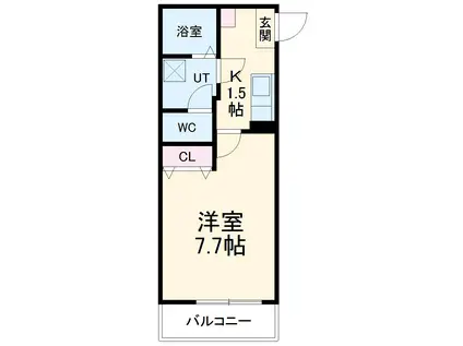 アスカⅠ(1K/2階)の間取り写真