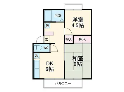 エステートピア岡野(2DK/1階)の間取り写真