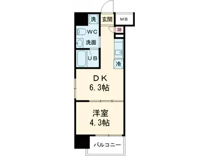 ベルシード綾瀬DUE♯R(1DK/4階)の間取り写真