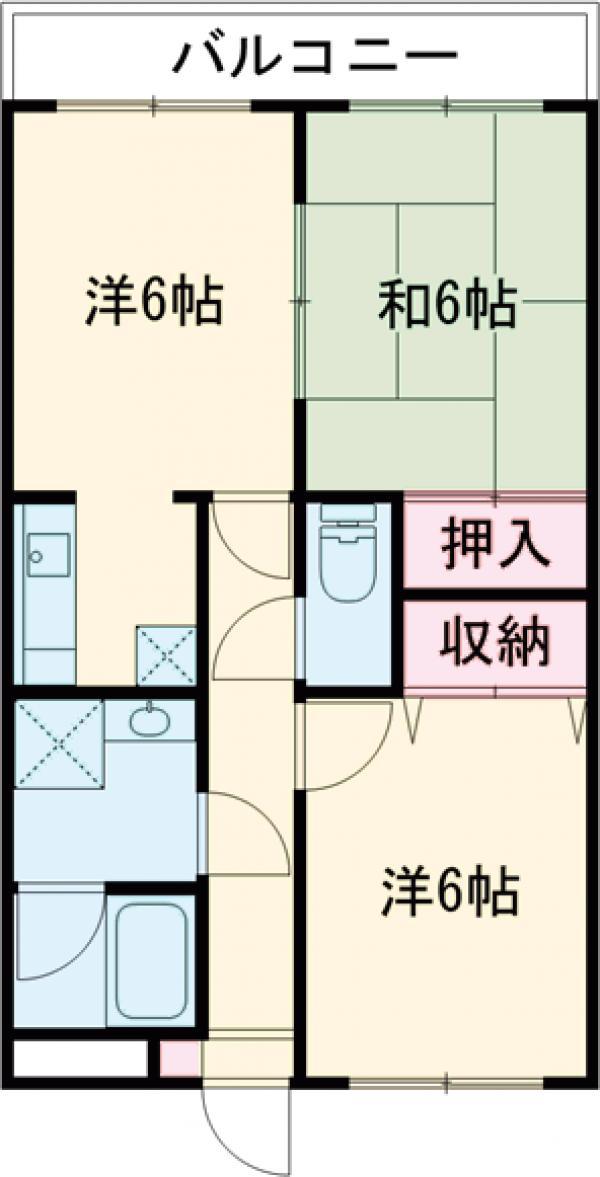イレブンアール(2DK/2階)の間取り写真