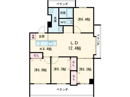 かなえマンション2号館(4LDK/5階)の間取り写真