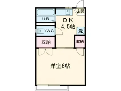 ハナワハイツ(1DK/2階)の間取り写真