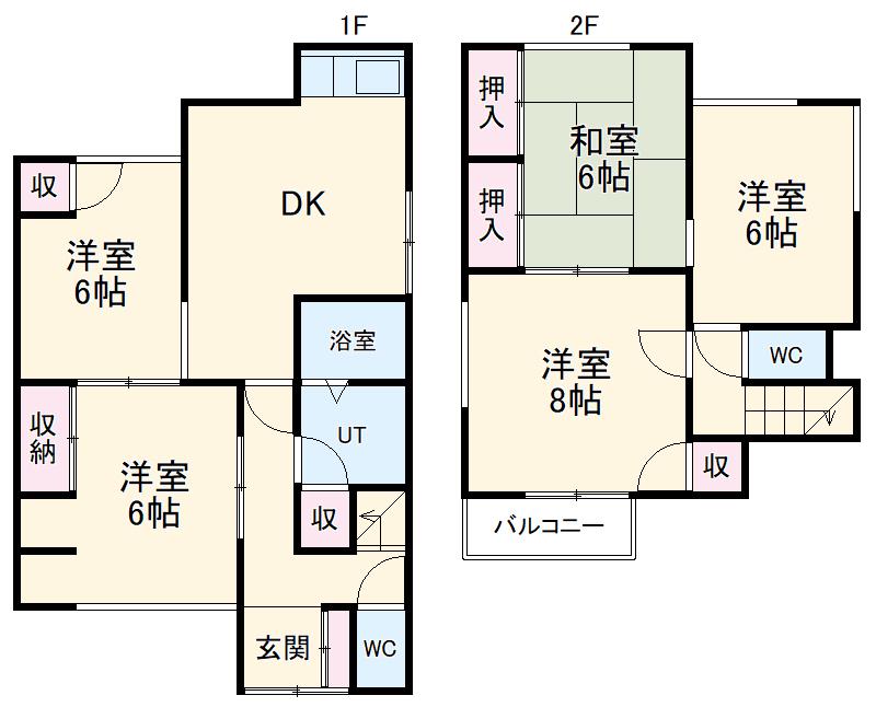 名古屋臨海高速鉄道 荒子川公園駅 徒歩31分 2階建 築49年(5DK)の間取り写真
