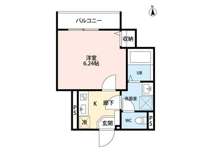 ウエストガーデン六町(1K/3階)の間取り写真