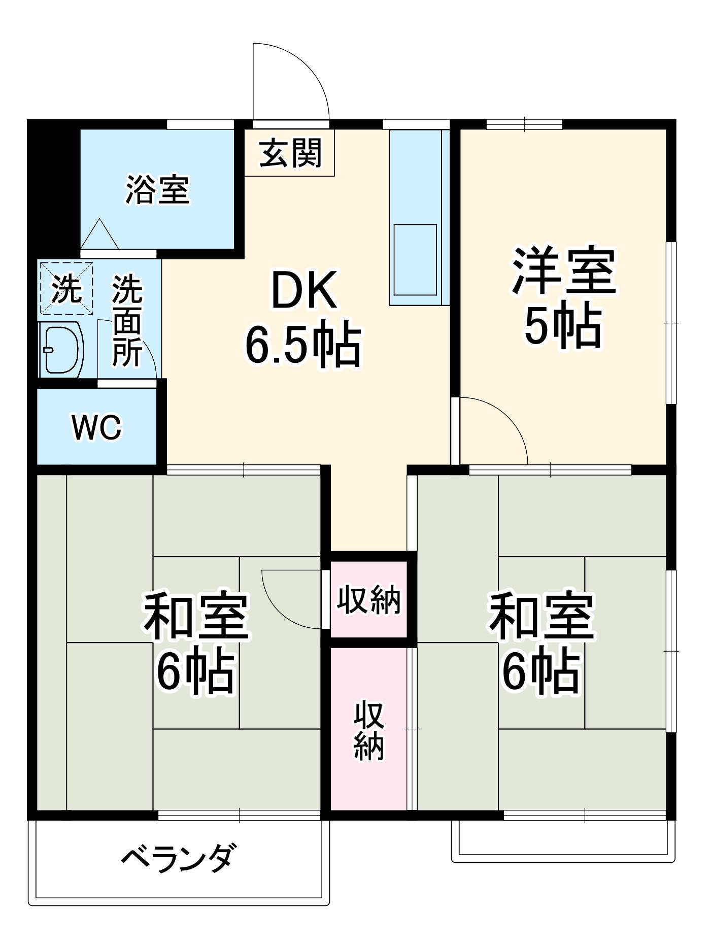 メゾンベルデュールA(3DK/1階)の間取り写真