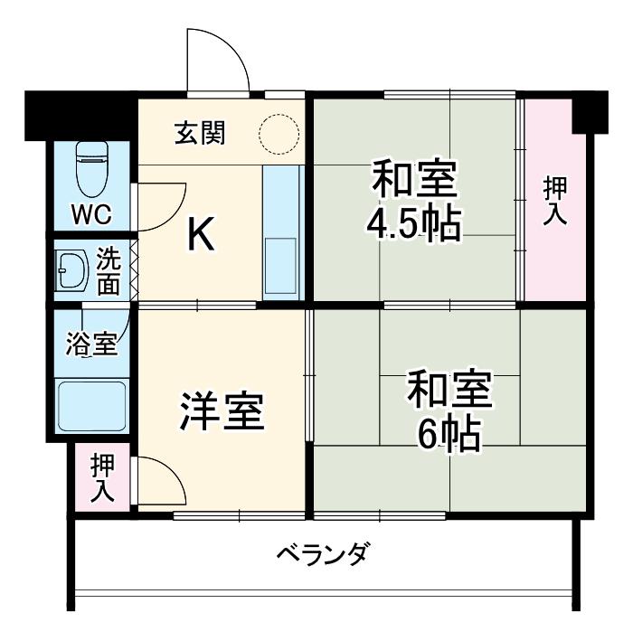 高木ハイツ(3DK/4階)の間取り写真