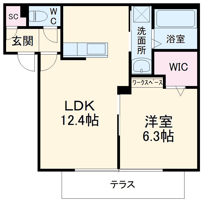 ヴァンシェール(1LDK/1階)の間取り写真