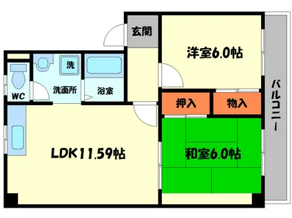 モルゲンロート(2LDK/3階)の間取り写真