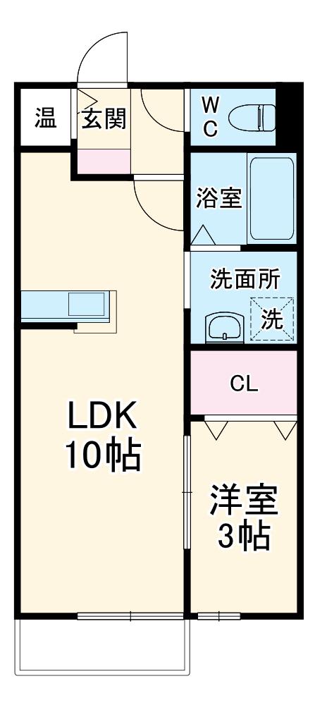 新森グリーンハイツ(1LDK/2階)の間取り写真