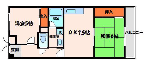 エルフラット(2DK/3階)の間取り写真