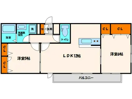 ヘーベルメゾンシェドゥーブル(2LDK/1階)の間取り写真