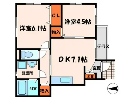 グランドエル(2DK/1階)の間取り写真