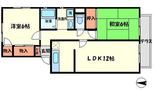 泉美ハイツ(2LDK/2階)の間取り写真