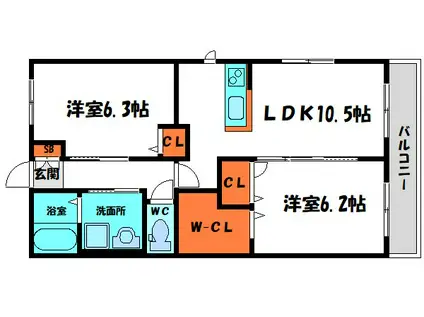 アインオルデントリッヒハオス(2LDK/2階)の間取り写真