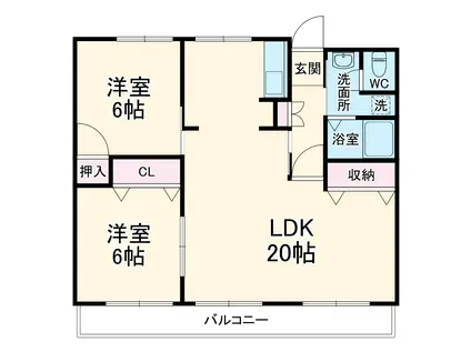 エラン平針(2LDK/4階)の間取り写真